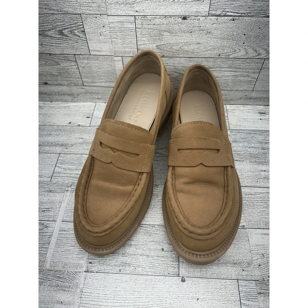 Blondo Halo Shoes Womens‎ Size 6.5M Tan Waterproof Loafers Leather Upper Slip On